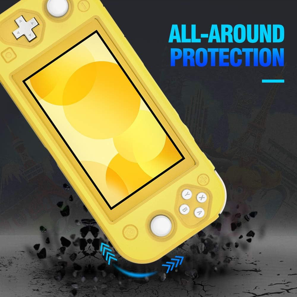 Grip Case Compatible with Switch Lite, Anti-Collision Non-Slip Shockproof Silicone Case Cover Shell Compatible with Switch Lite 2019 - Yellow