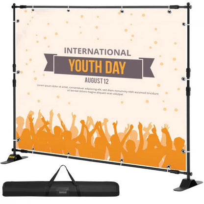 VEVOR Telescopic Backdrop Banner Stand 8' X 8' Banner Stand Adjustable Step and Repeat Backdrop Banner Stand Retractable Banner Stand with Carrying Bag (8 Ft)