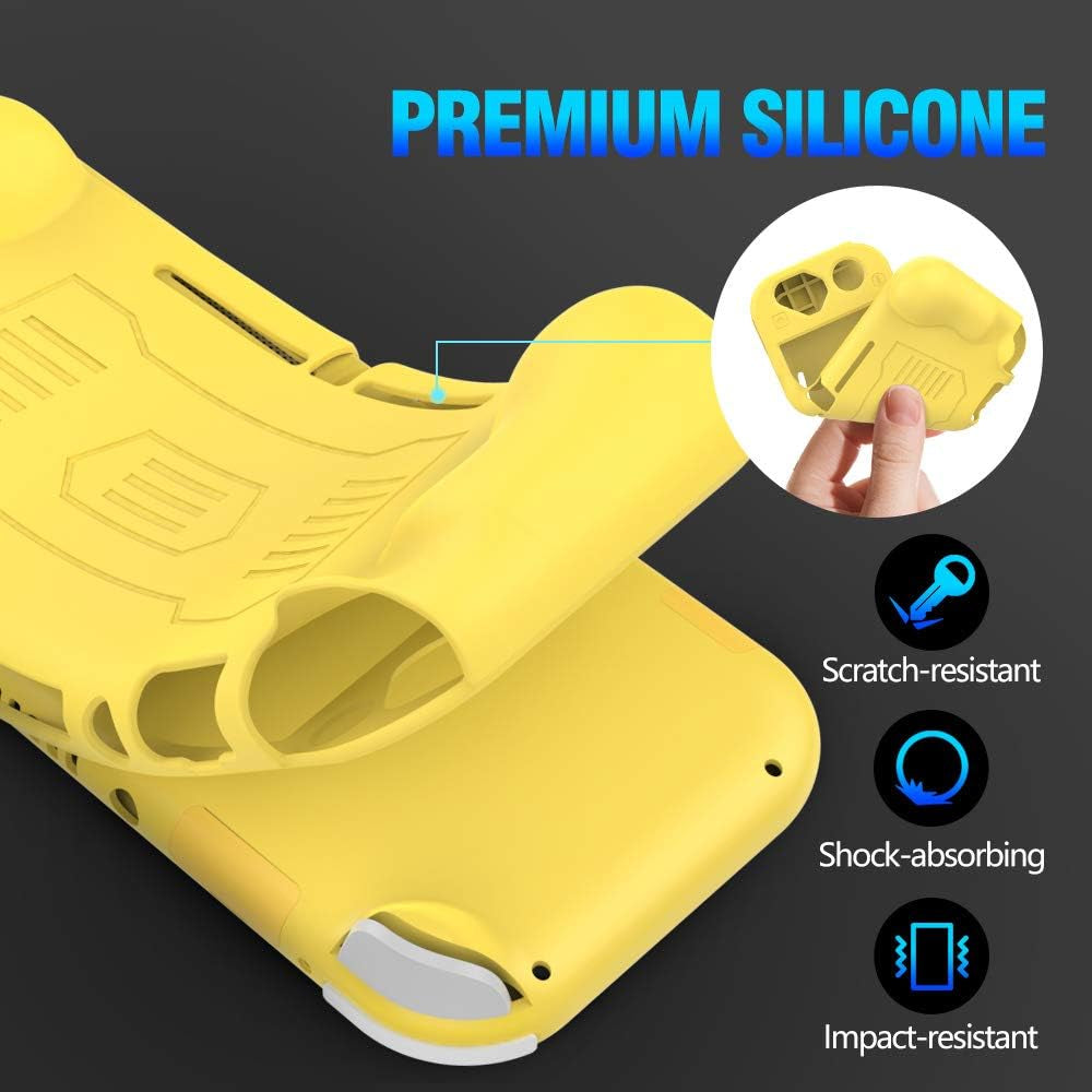 Grip Case Compatible with Switch Lite, Anti-Collision Non-Slip Shockproof Silicone Case Cover Shell Compatible with Switch Lite 2019 - Yellow