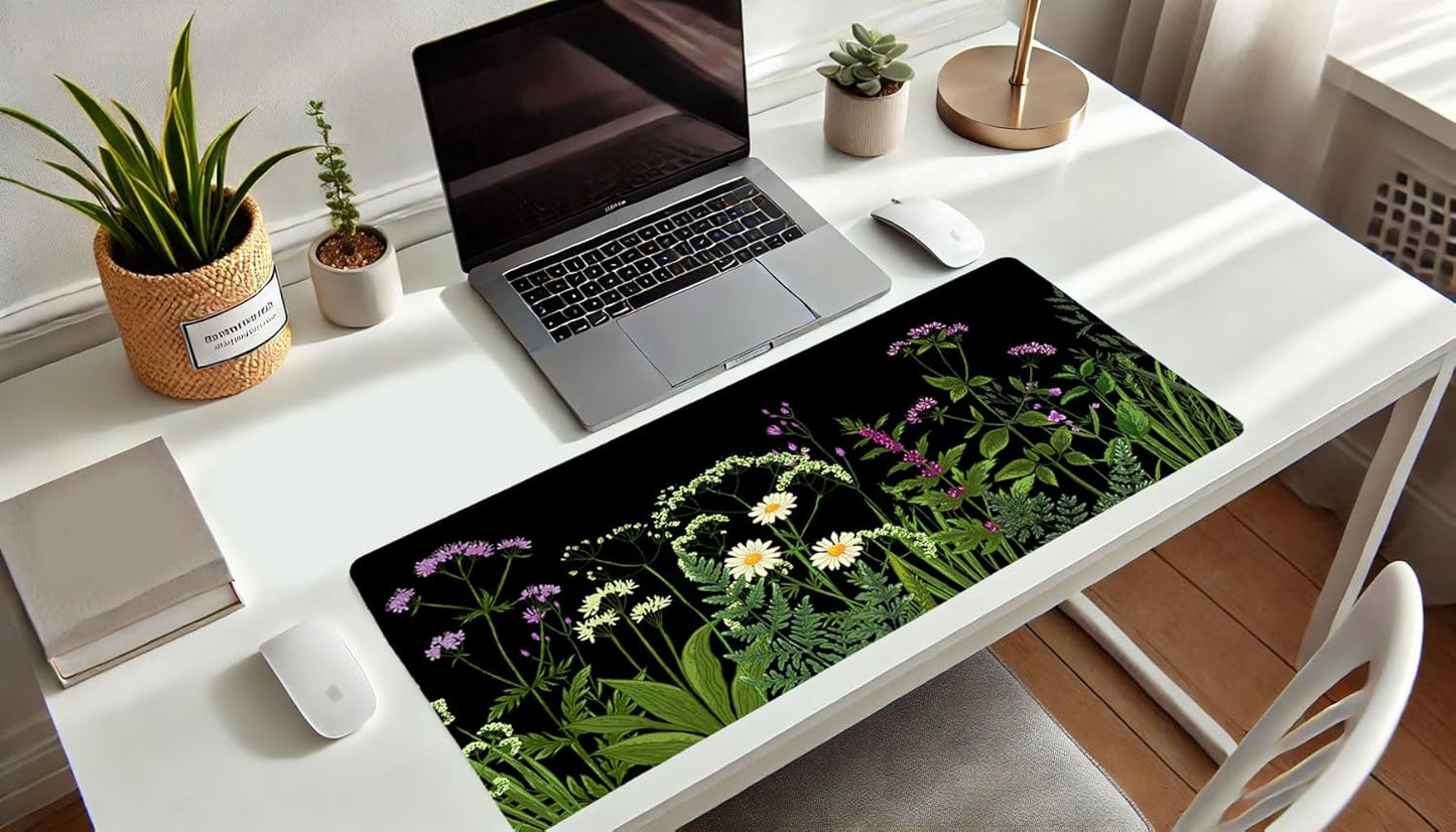 Desk Mat, Large Desk Pad Large Mouse Pad Cute Desk Accessories Home Office Essentials XL Floral Desk Mat Desk Pad Mat for Keyboard Mouse Desk Pads on Top of Desks Computer Women Girls