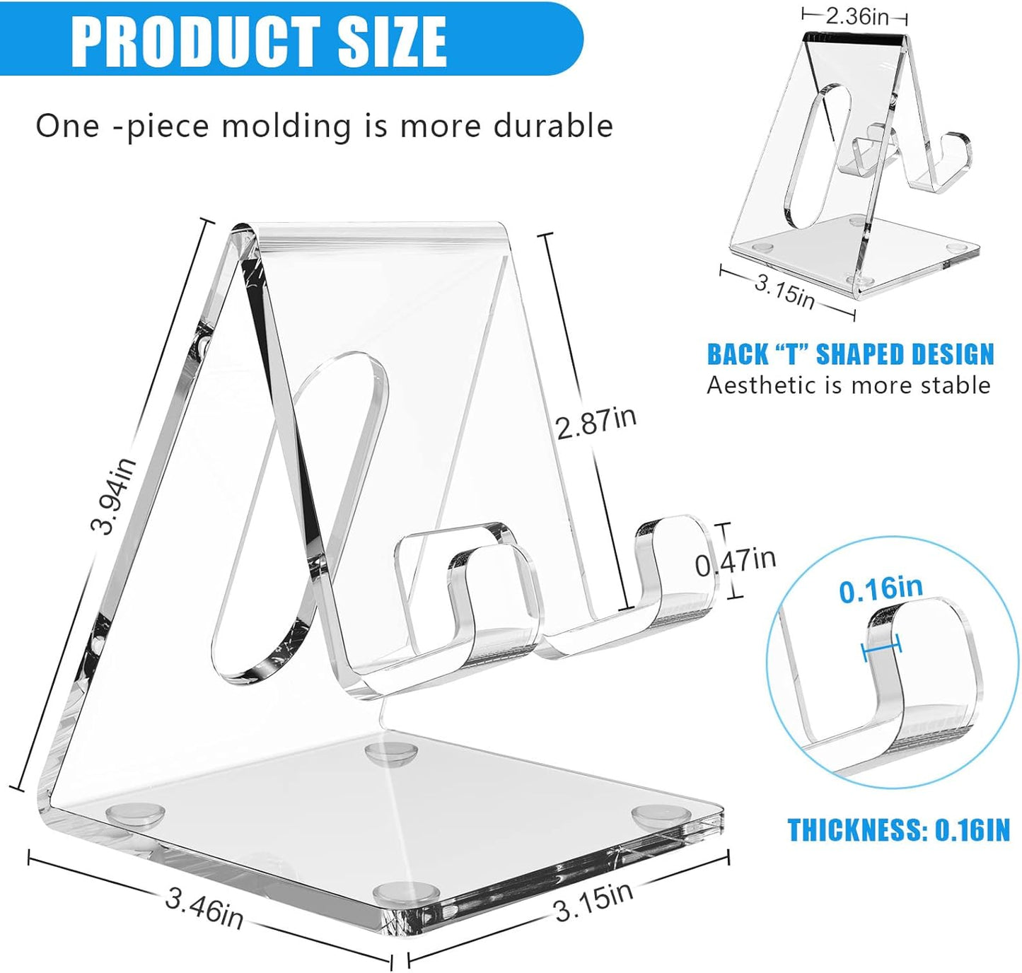 Acrylic Cell Phone Stand for Desk, Phone Holder for Office, Portable Phone Holder, Compatible with Iphone15 14 13 12 11 Pro XS Max XR 8 7 6S Plus, Samsung S20+ Note10, Tablets（1Pack）