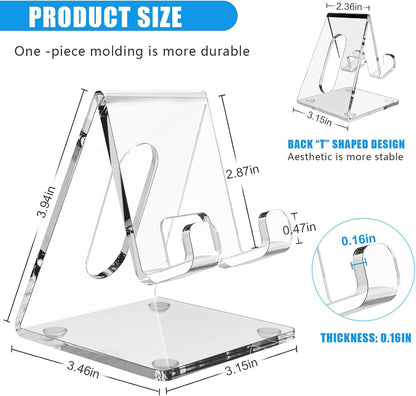 Acrylic Cell Phone Stand for Desk, Phone Holder for Office, Portable Phone Holder, Compatible with Iphone15 14 13 12 11 Pro XS Max XR 8 7 6S Plus, Samsung S20+ Note10, Tablets（1Pack）