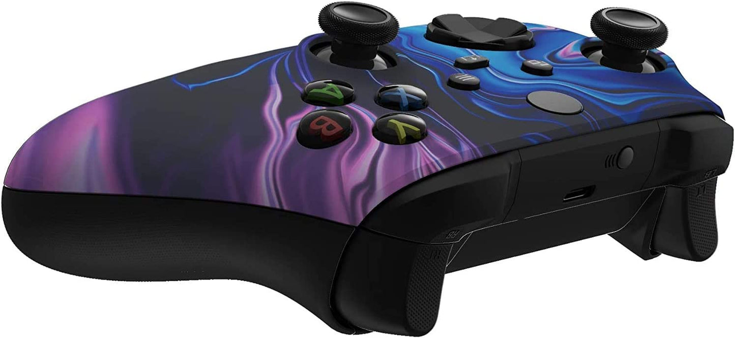 Wireless Controller for Microsoft Xbox Series X/S & Xbox One - Custom Soft Touch Feel - Custom Xbox Series X/S Controller (X/S Blue & Purple Swirl)