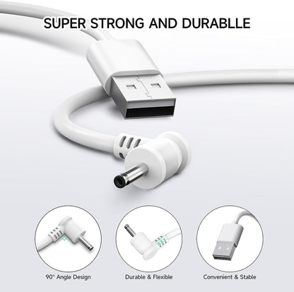 5M/16Ft Charge Cable with DC Power Adapter Compatible with Ring Stick up Cam Battery 3Rd Gen/2Nd Gen/Plug-In, Weatherproof Cable to Continuously Charge Your Camera,White