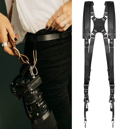 Double Shoulder Camera Strap Adjustable Leather Camera Shoulder Belt Portable Camera Accessories