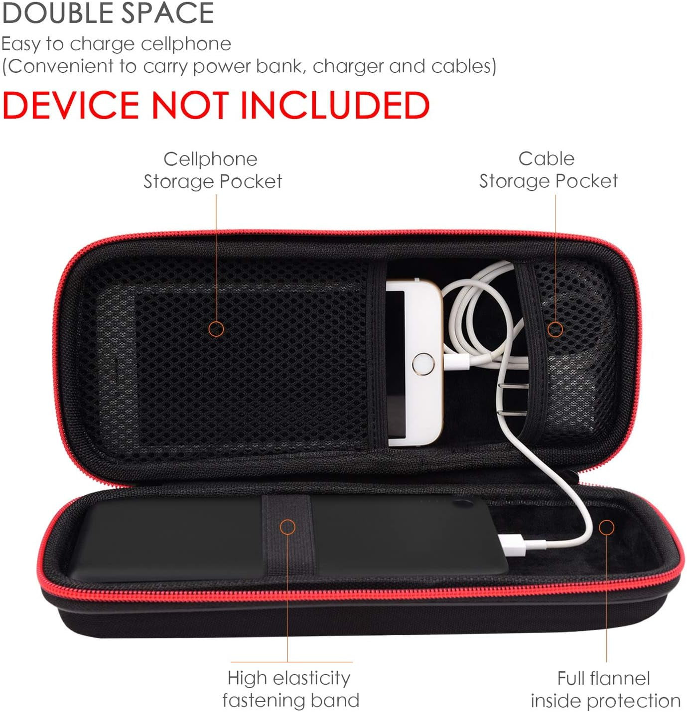 Hard Travel Case Fit for Ravpower 26800/20100/20000Mah, Anker Power Core 26800Mah/Powercore +26800Mah, Dulla M50000 Power Bank 12000Mah, ROMOSS 30000Mah, Lab599 Tx500 Radio (Large Black)