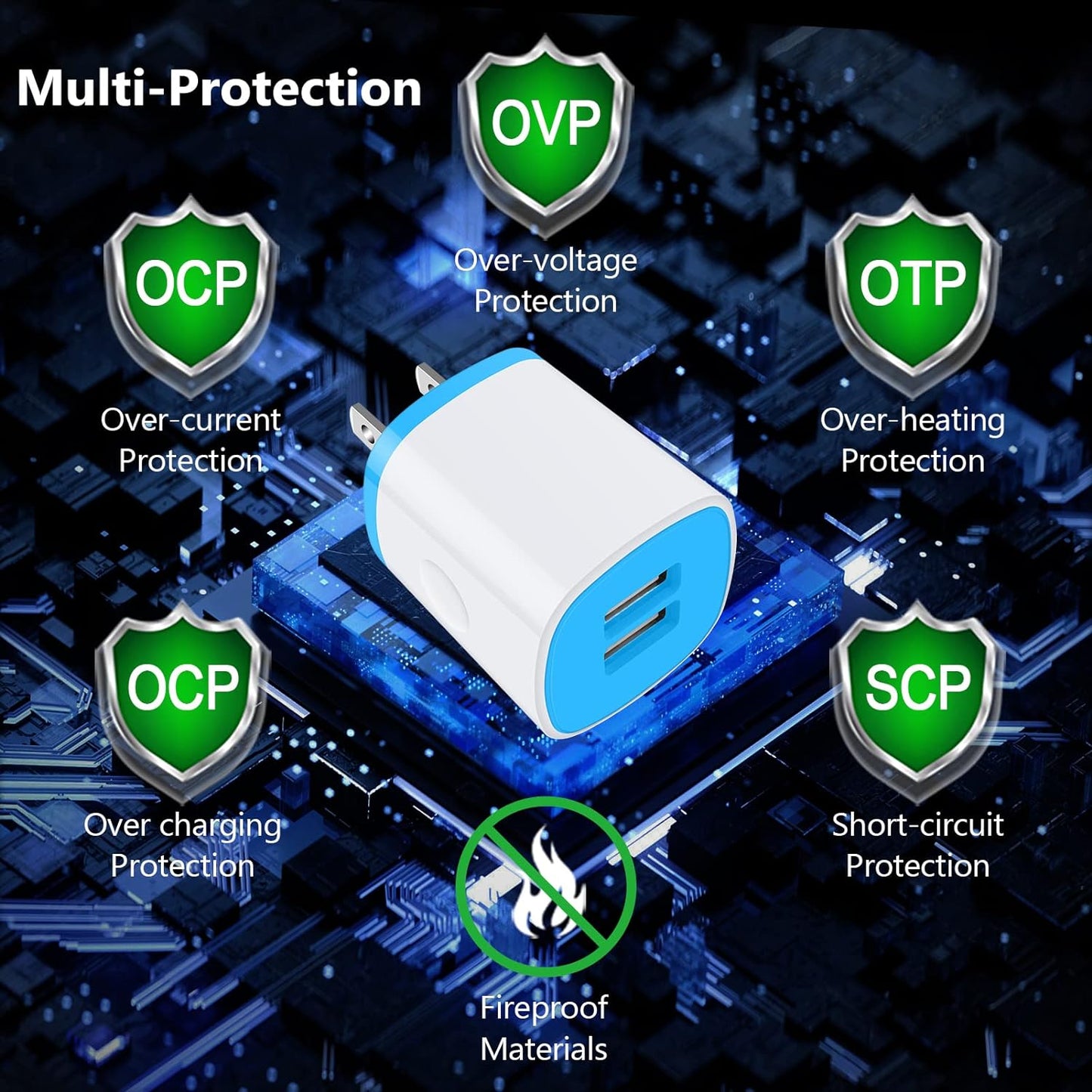 USB Charger Wall Plug, Iphone Charger Box, 5Pack Home Travel 2.1Amp Dual Port Fast Wall Charger Quick Charging Block Cube Brick for Iphone 16 15 14 13 12 Pro Max XR X 8 7 6,Ipad,Samsung,Android