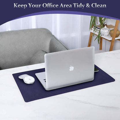 Leather Desk Pad - 24" X 14" Office Mat, Large Mouse Pad Protector, Desktop Cover, Writing Pad, Blotter (Cork+Dark Blue)