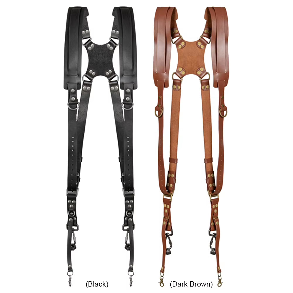 Double Shoulder Camera Strap Adjustable Leather Camera Shoulder Belt Portable Camera Accessories