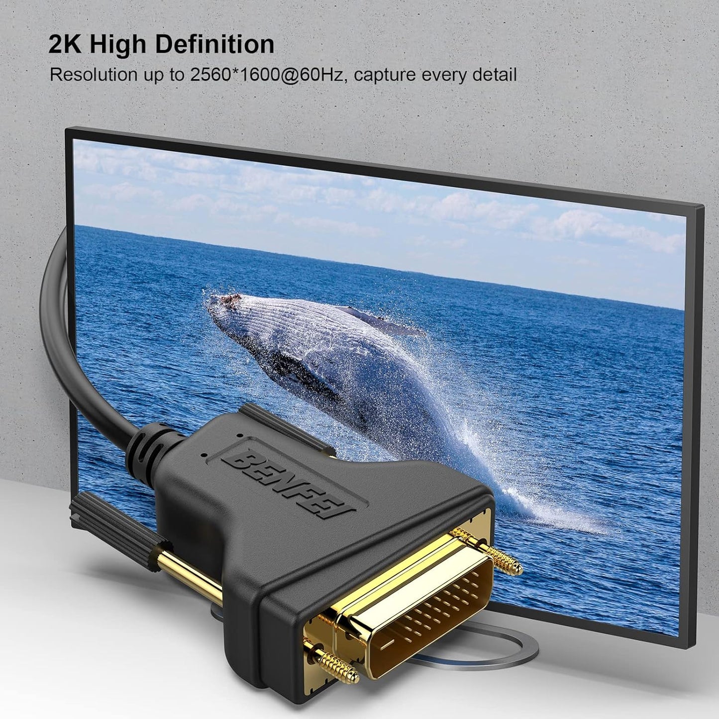 DVI to DVI Cable, 1.8 Meter DVI-D 24+1 Gold Plated Cable, Dual Link Support High Resolution 2560X1600 for Gaming, DVD, Laptop, HDTV