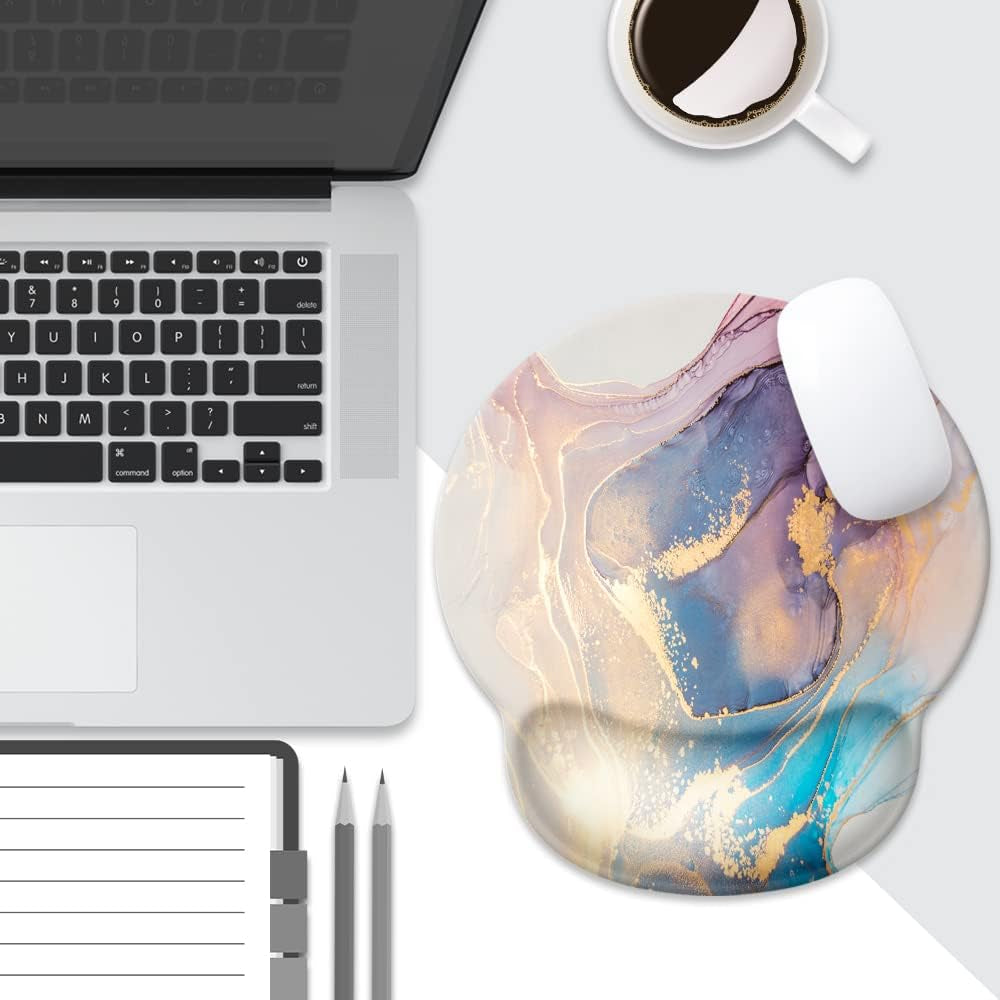 Abstract Marble Texture Mouse Pad with Wrist Rest Support,Cute Custom Gaming Made Non Slip Rubber Base Mousepad, Ergonomic Mouse Wrist Rest Pad Computer Laptop Mousepad … (Abstract Marble Texture)