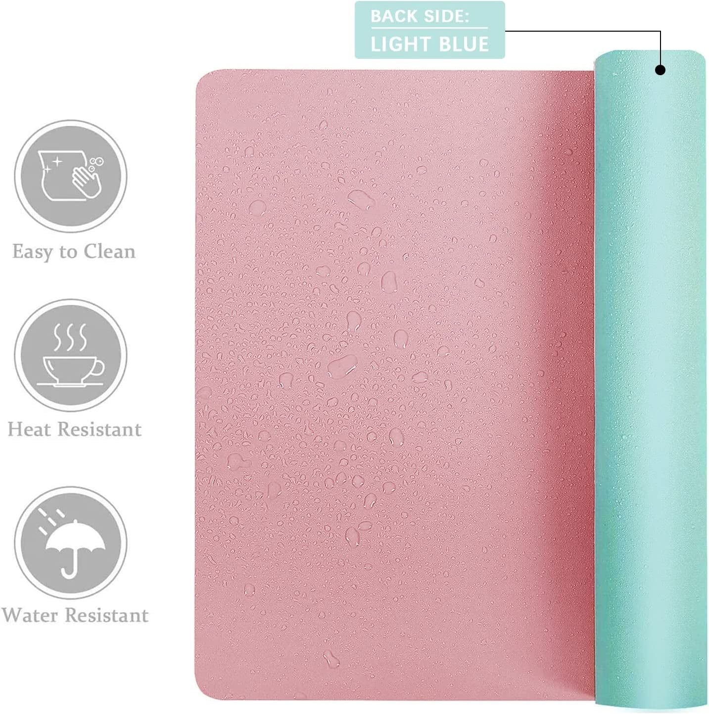 Double-Sided Desk Pad, Large Mouse Pad, Office Desk Mat, Non-Slip PU Leather Desk Blotter, Laptop Desk Pad, Waterproof Desk Writing Pad for Office and Home(Pink, 23.6" X 13.7")