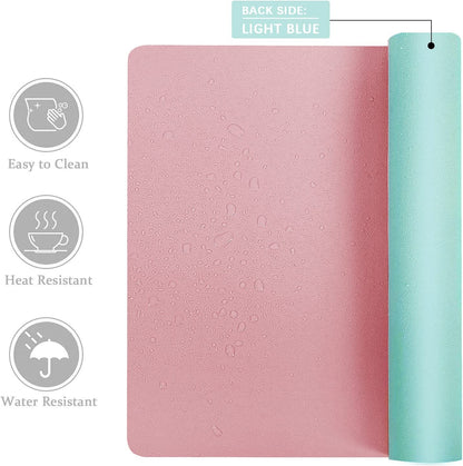 Double-Sided Desk Pad, Large Mouse Pad, Office Desk Mat, Non-Slip PU Leather Desk Blotter, Laptop Desk Pad, Waterproof Desk Writing Pad for Office and Home(Pink, 23.6" X 13.7")