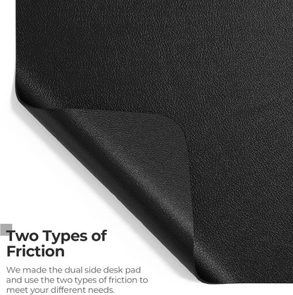 Non Slip Desk Pad, 23.6" X 13.7" PU Leather Desk Protector, Large Mouse Pad, Dual Side Waterproof Desk Mat for Desktop, Desk Pad for Keyboard and Mouse, Office and Home, Black