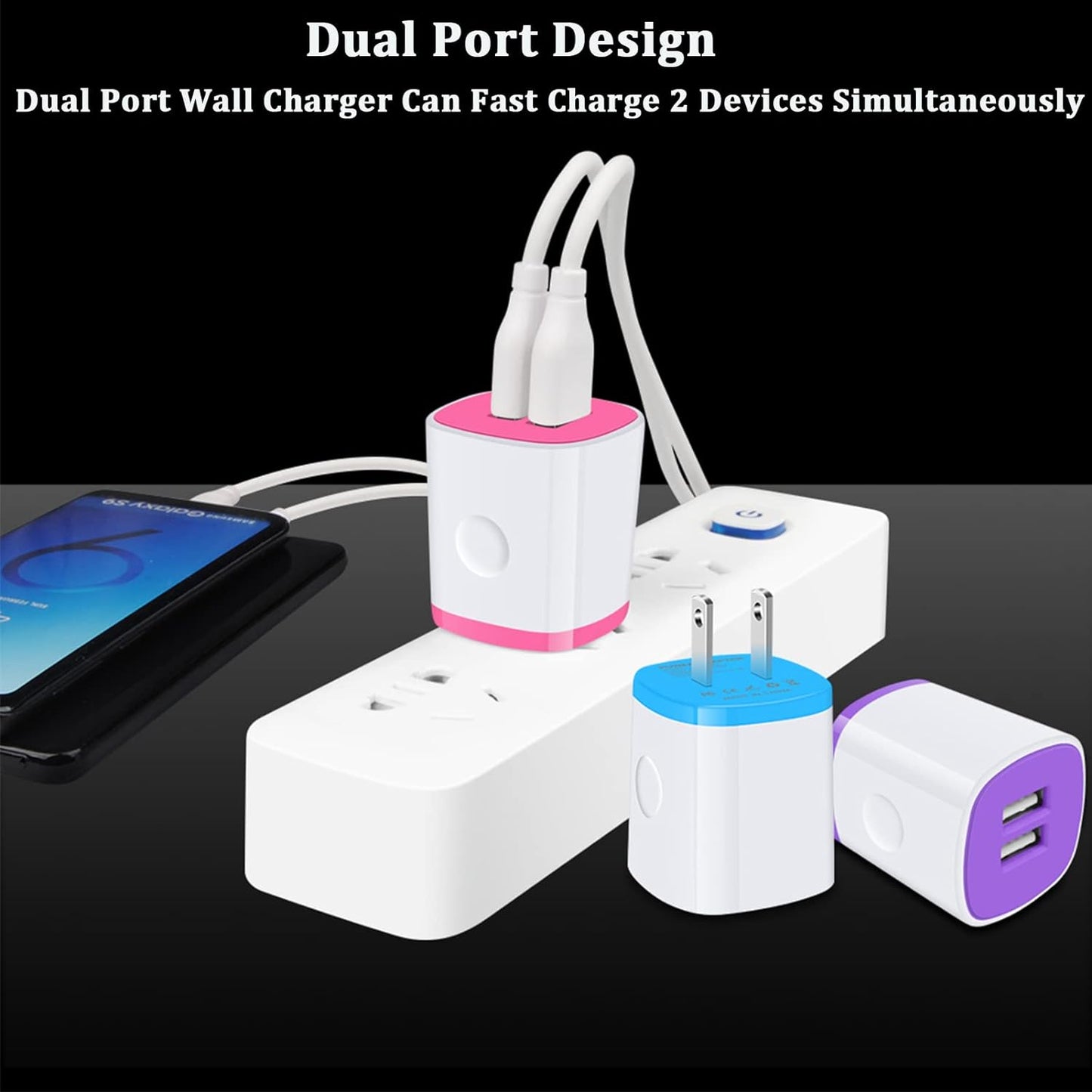 USB Charger Wall Plug, Iphone Charger Box, 5Pack Home Travel 2.1Amp Dual Port Fast Wall Charger Quick Charging Block Cube Brick for Iphone 16 15 14 13 12 Pro Max XR X 8 7 6,Ipad,Samsung,Android