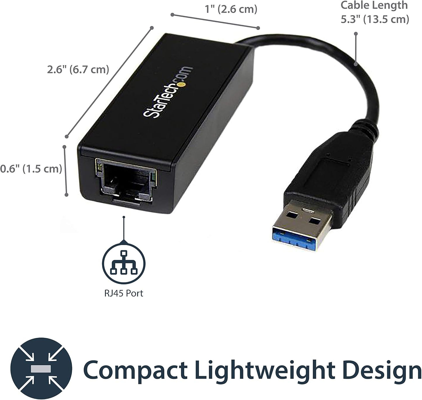 USB to Ethernet Adapter, USB 3.0 to 10/100/1000 Gigabit Ethernet LAN Adapter, USB to RJ45 Adapter, TAA Compliant