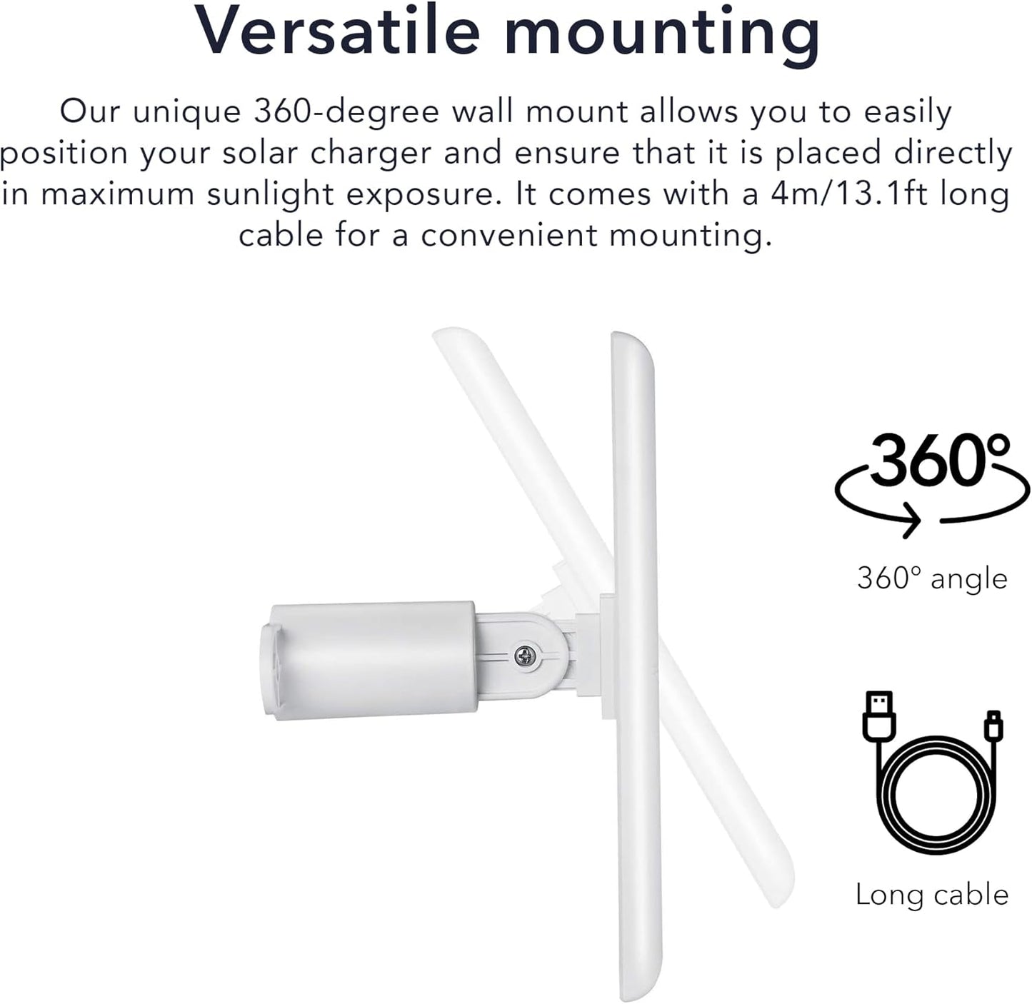 Solar Panel (2W 5V) Compatible with Ring Spotlight Cam Battery/Stick up Cam Battery - Continuous Power for Your Ring Surveillance Camera (1-Pack, White)