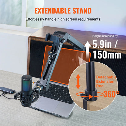 VEVOR Microphone Boom Arm with Desk Mount, 360¡Ã Rotatable, Adjustable Mic Stand with 3/8 to 5/8 Adapter Port Headset Hook, for Blue Yeti Hyperx Quadcast Blue Snowball Shure SM7B Audio Technica