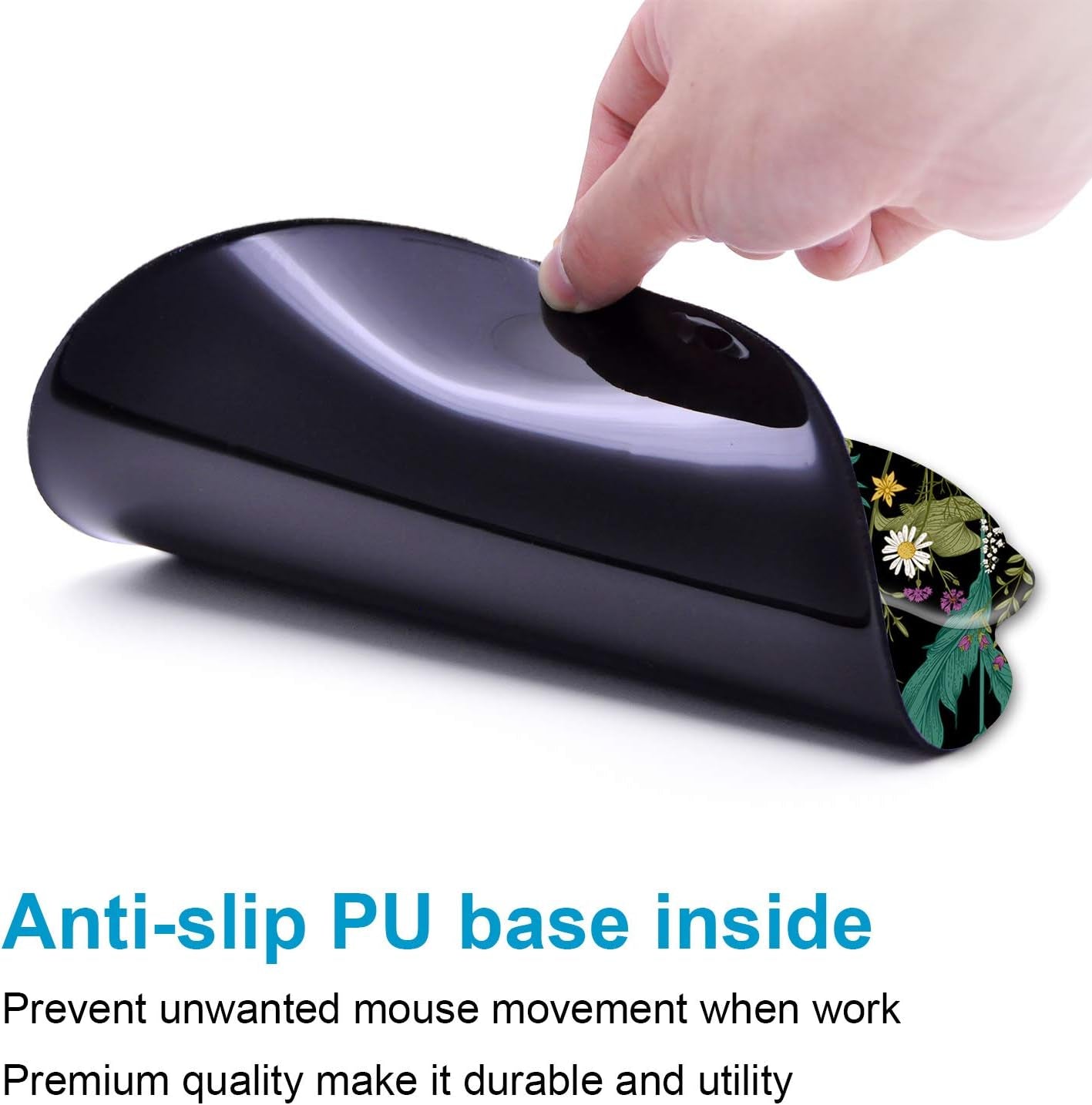 Ergonomic Mouse Pad with Wrist Rest Support Gel with Coaster, Cute Wrist Pad with Non-Slip Rubber Base, Easy Typing & Pain Relief, Garden Flowers