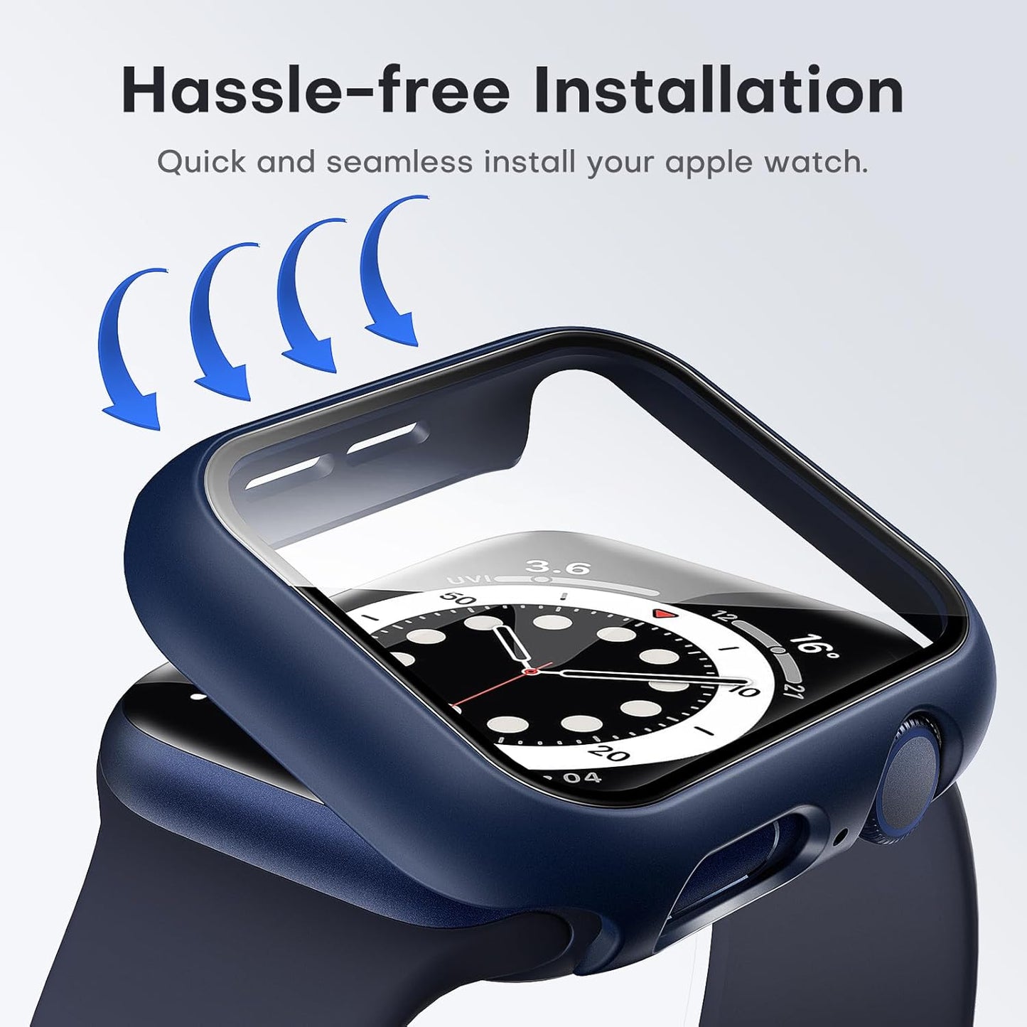 2 Pack Hard Case Designed for Apple Watch Se/Series 6/5/4 40Mm with 9H Tempered Glass Screen Protector, [Touch Sensitive] [Full Coverage] Slim Bumper Protective Cover, Blue