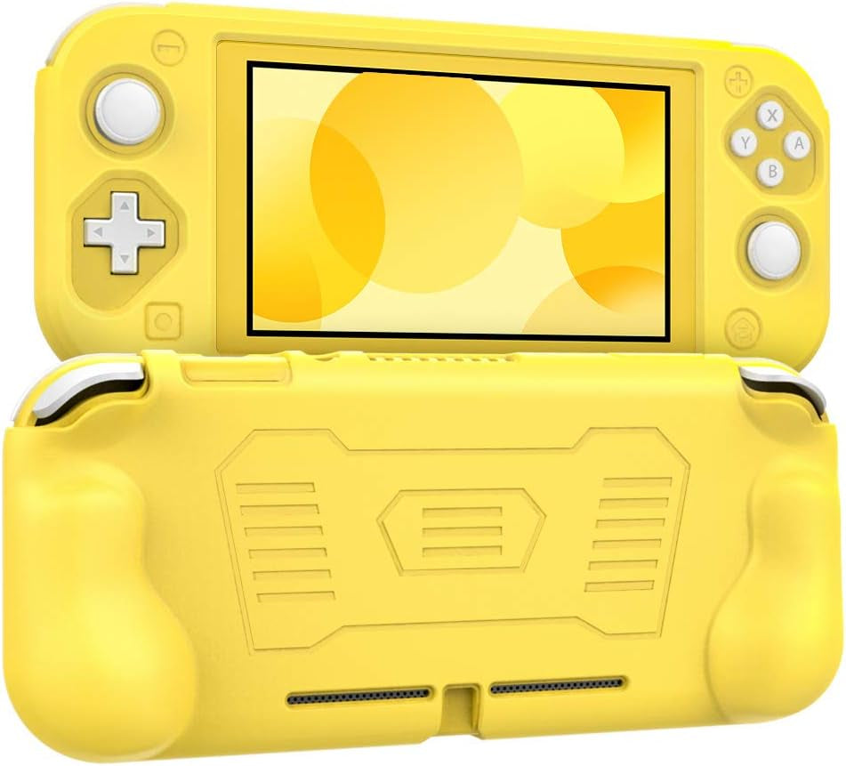 Grip Case Compatible with Switch Lite, Anti-Collision Non-Slip Shockproof Silicone Case Cover Shell Compatible with Switch Lite 2019 - Yellow