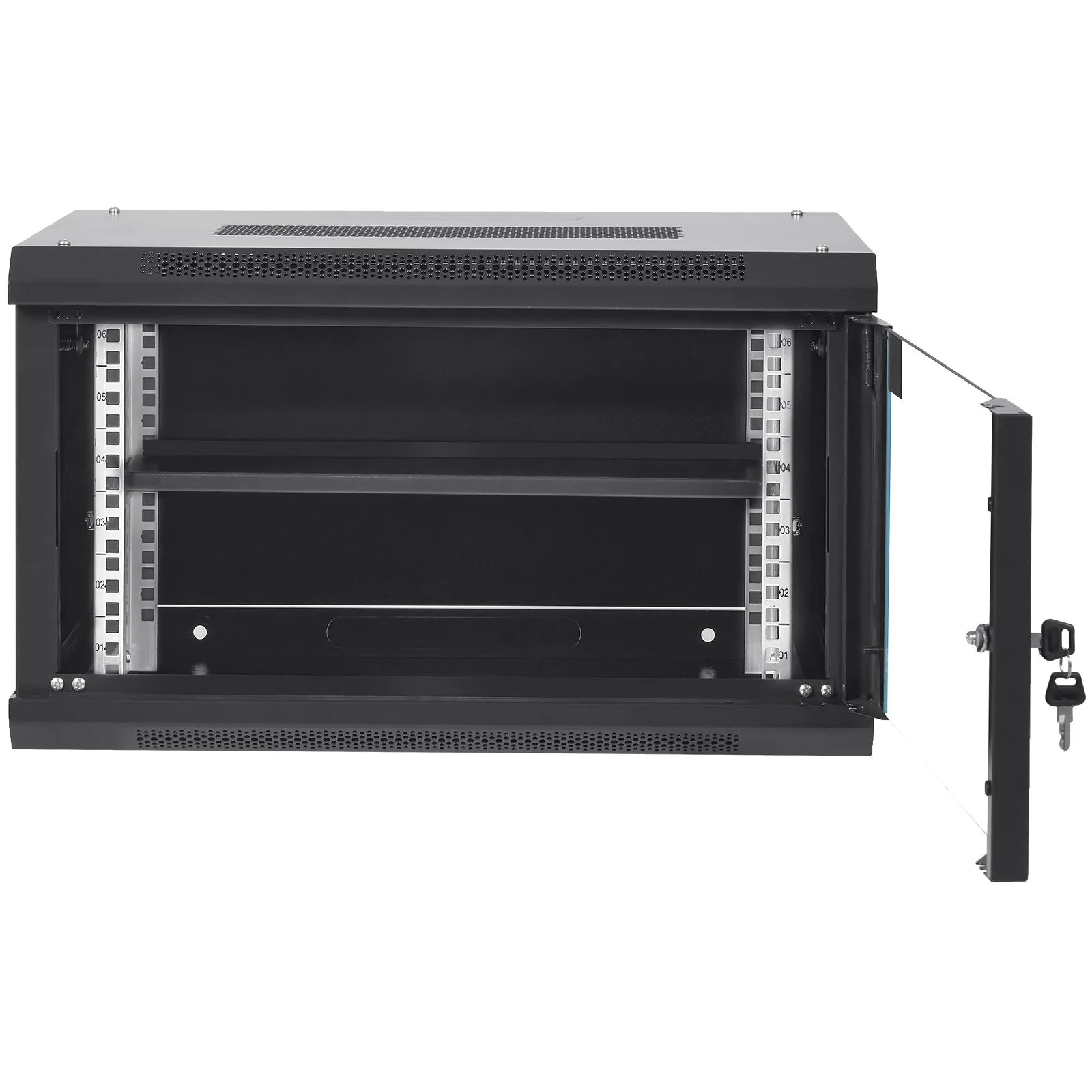 VEVOR 6U Wall Mount Network Server Cabinet, 15.5'' Deep, Server Rack Cabinet Enclosure, 200 Lbs Max. Ground-Mounted Load Capacity, with Locking Glass Door Side Panels, for IT Equipment, A/V Devices