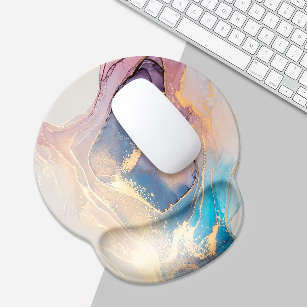 Abstract Marble Texture Mouse Pad with Wrist Rest Support,Cute Custom Gaming Made Non Slip Rubber Base Mousepad, Ergonomic Mouse Wrist Rest Pad Computer Laptop Mousepad … (Abstract Marble Texture)