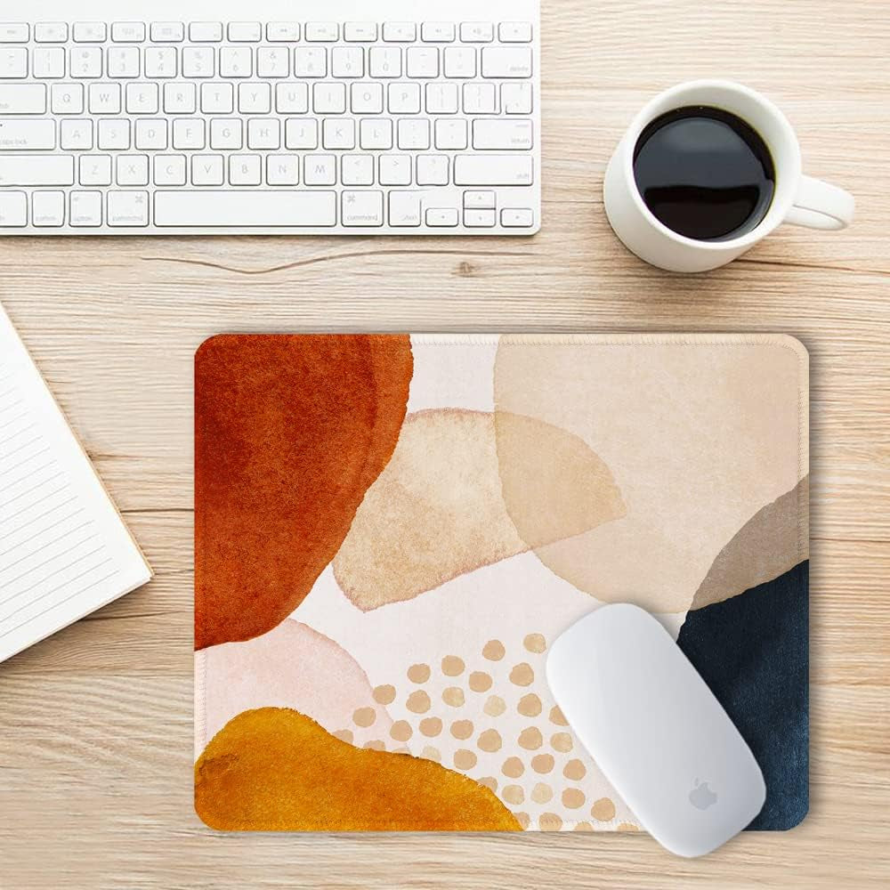 Mouse Pad, Square Anti-Slip Rubber Gaming Mousepad, Premium-Textured & Waterproof Mouse Mat with Stitched Edges, Cute Office Mouse Pads for Women Men Laptop, 10" X 8", Abstract Art Stones